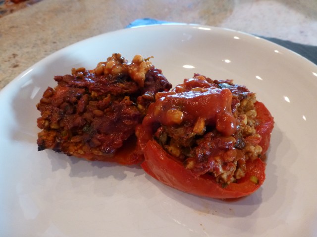 Turkey and farro stuffed peppers