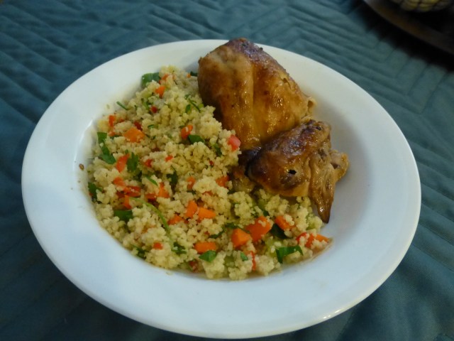 Store-bought chicken with couscous salad