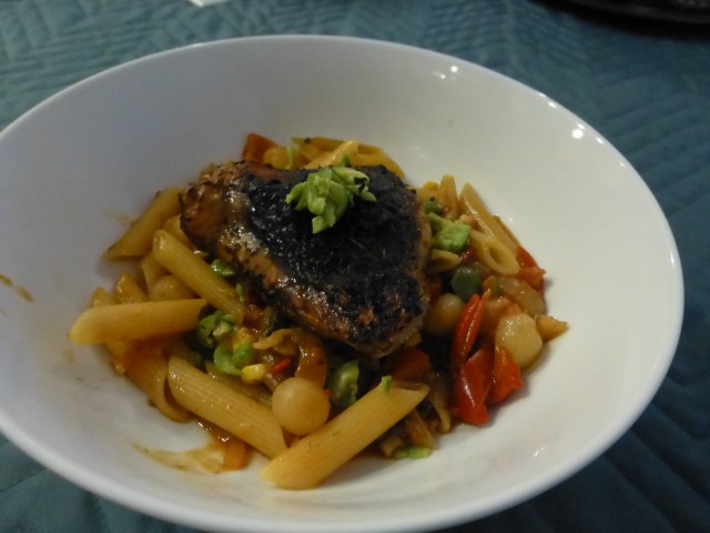 Chicken cacciatore with penne