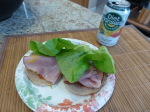 Open-faced ham sandwich