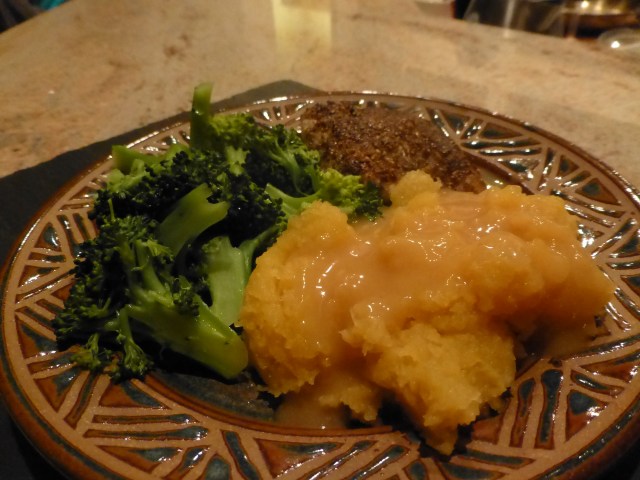 Pan roasted chicken with rutabagas and broccoli