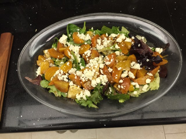 Golden beets and feta cheese salad