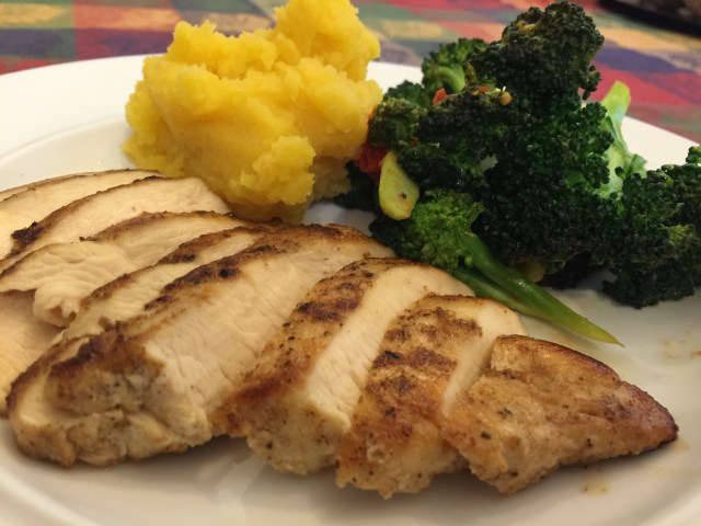 Pan-roasted chicken with rutabagas and broccoli 