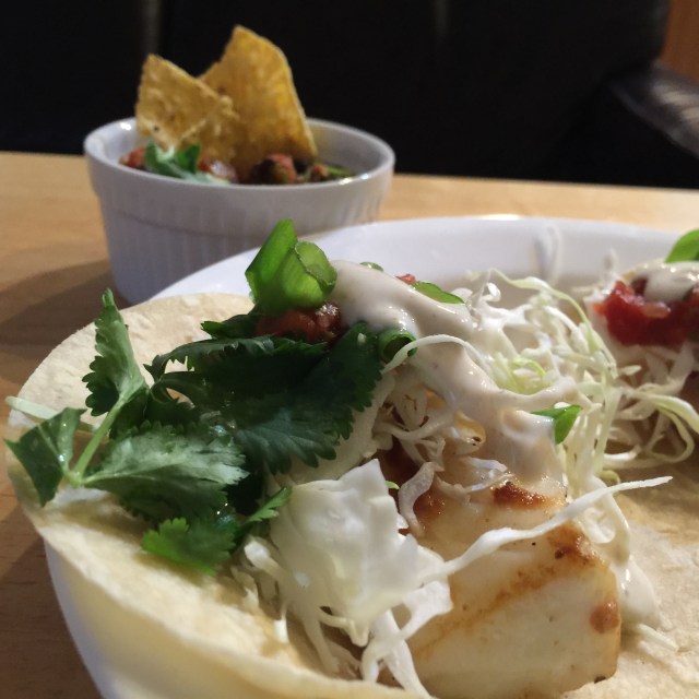 Fish tacos and black beans
