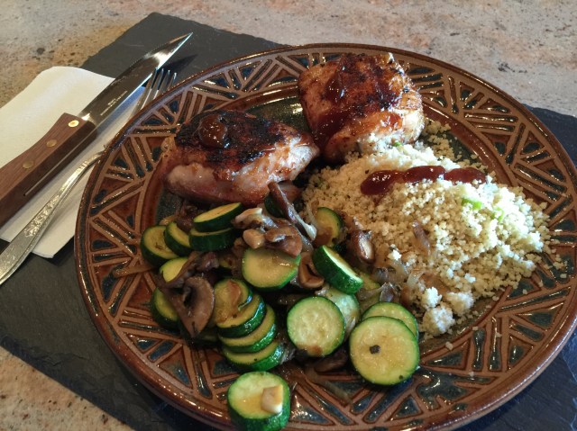 Grilled chicken with zucchini and couscous