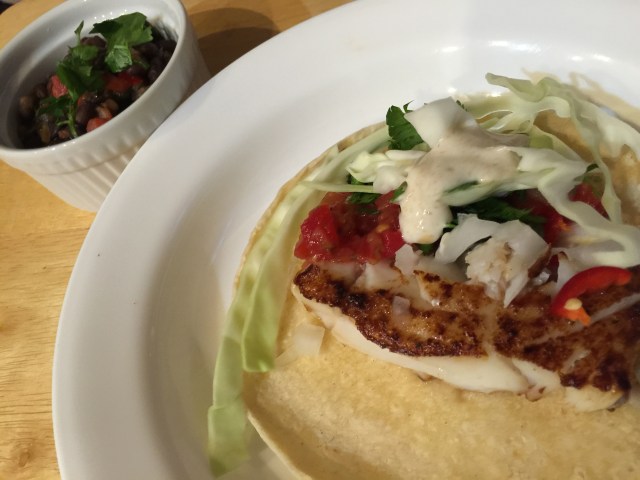 Fish tacos and black beans