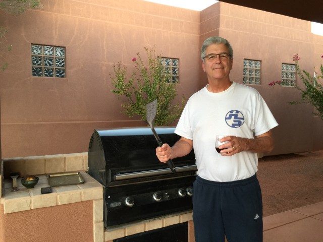 John is ready to make our grilled dinner