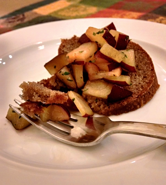 Honey cake with plums