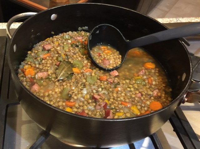 Lentils with turkey sausage