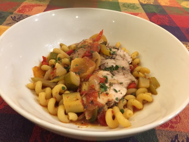 Chicken cacciatore with cellantani