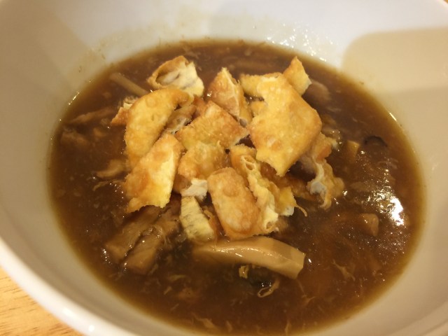 Hot and sour soup with crispy noodles