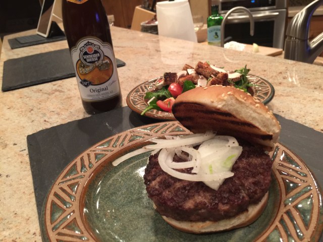 Burger and a salad (and the best beer ever!)
