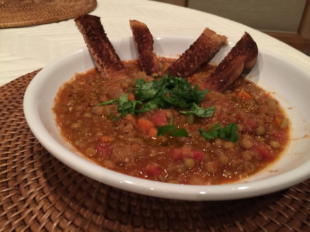 Lentil soup with lemon, an adaptation of a New Yourk Times Cooking recipe