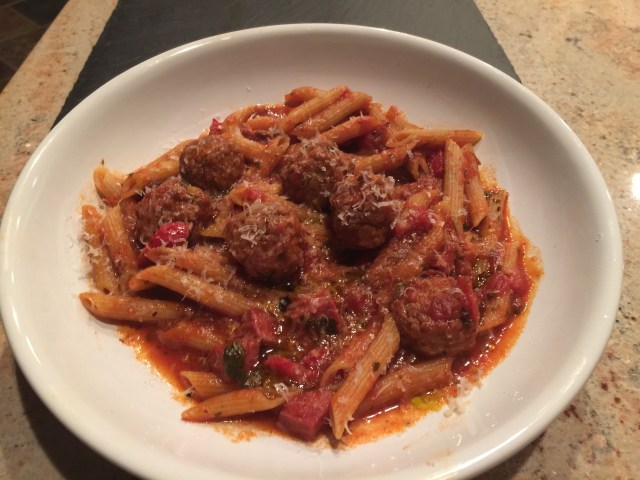 Penne and meatballs